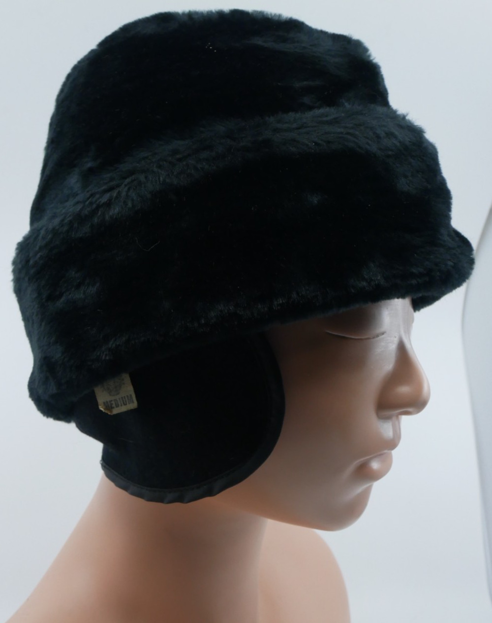 VTG Men's Russian Winter Trapper Style Hat Faux Fur With Ear Flap Quilted Inside